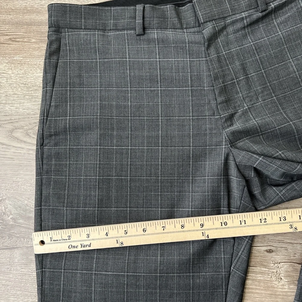 Club Monaco Sutton Slim Fit Pants Mens 32x32 Gray Plaid Wool Blend